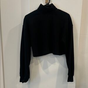 H&M Black Cropped Mock Neck Sweatshirt